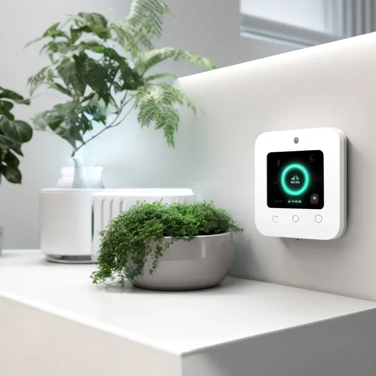 AI air monitoring sensor in industrial ceiling